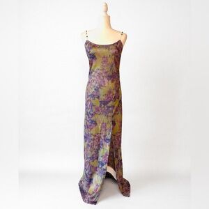 90’s Vintage Metallic Print Maxi Dress | Bisou Bisou Michele Bohbot